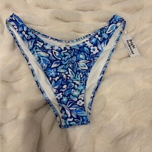 Blue Floral Bright Swimwear Bikini Bottom